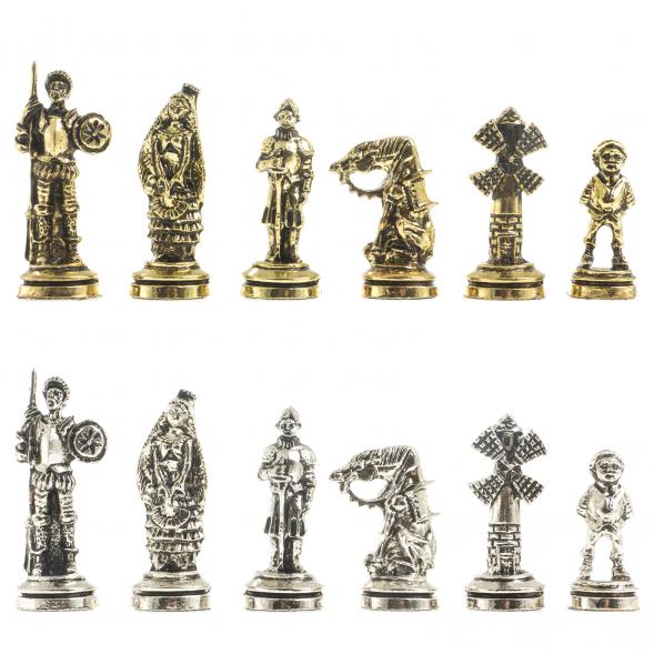 Шахматы &amp;quot;Дон Кихот&amp;quot; доска 28х28 см из камня лемезит мрамор фигуры металлические 122687