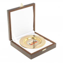 Тарелка с гравюрой &amp;quot;Герб с флагом РФ&amp;quot; 12 см Златоуст