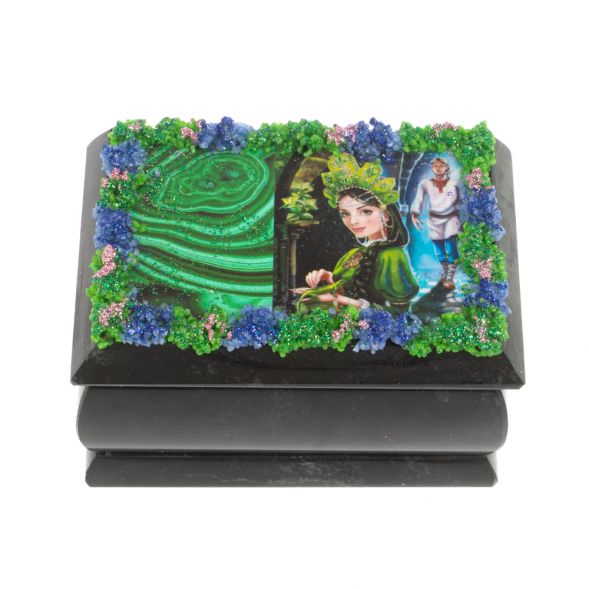 Шкатулка &amp;quot;Хозяйка медной горы / Данила Мастер&amp;quot; змеевик 10х6,5х6 см 127265