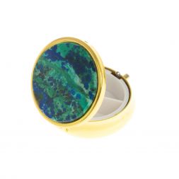 Таблетница на 3 отделения камень азурит цвет золото