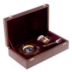 Кофейная пара &amp;quot;Колибри&amp;quot; с рисунком эмалью 80 мл Златоуст