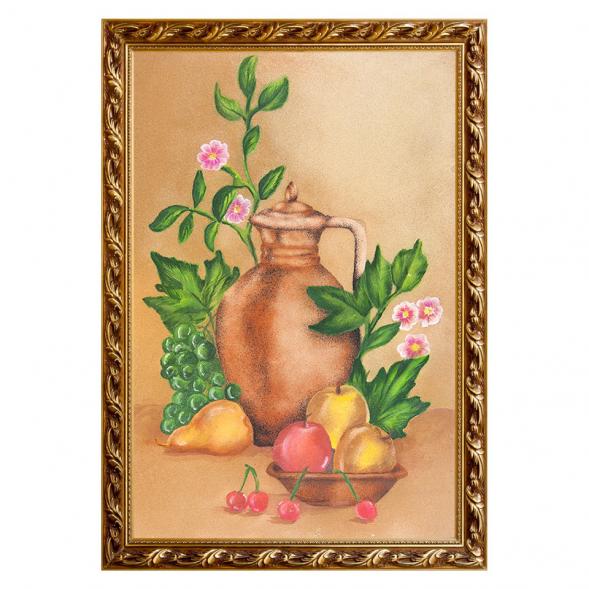 Натюрморт &amp;quot;Кувшин с фруктами&amp;quot; багет 46х66 см, каменная крошка 111720