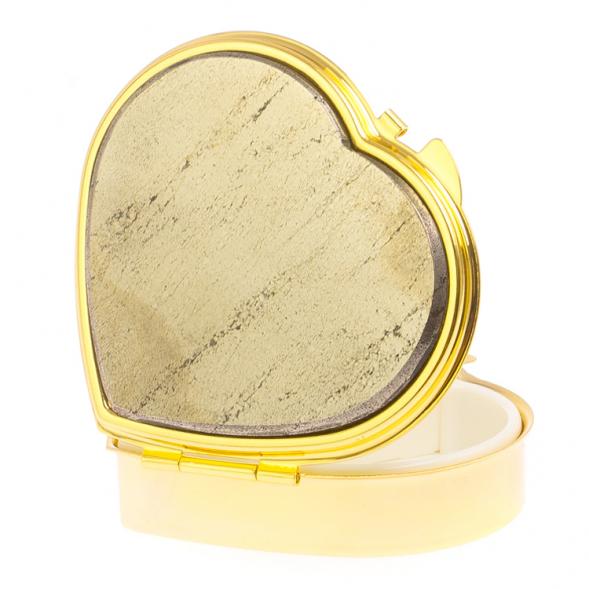 Таблетница &amp;quot;Сердце&amp;quot; на 3 отделения камень пирит цвет золото 126183