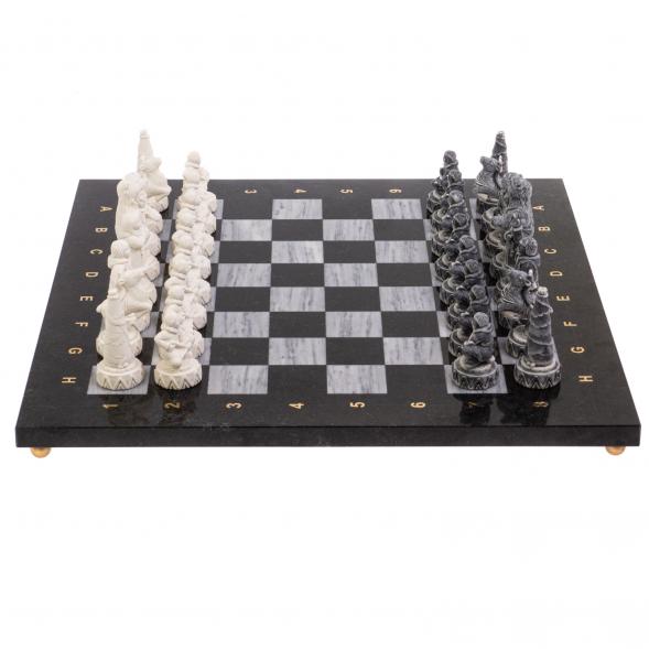 Шахматы &amp;quot;Северные народы&amp;quot; доска 40х40 см серый мрамор змеевик 126491