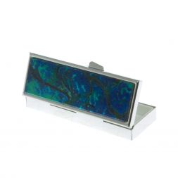 Таблетница на 3 отделения камень азурит цвет серебро