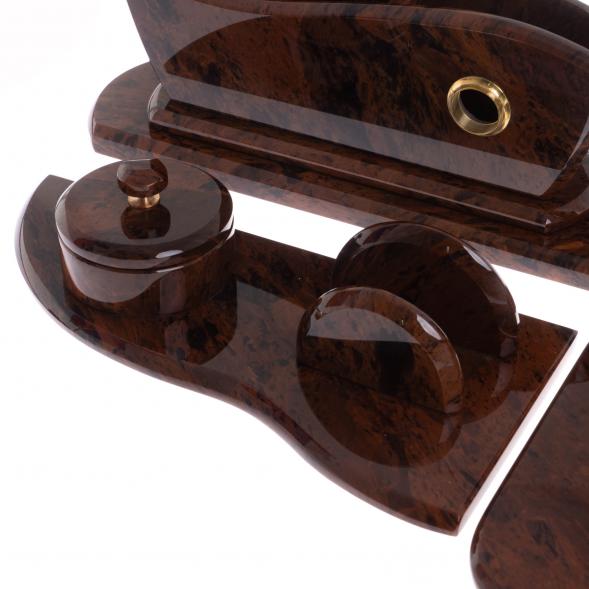 Письменный прибор &amp;quot;Арка&amp;quot; камень обсидиан коричневый 122344