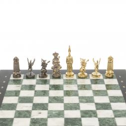 Шахматы "Шахерезада" доска 40х40 см мрамор шабровский змеевик