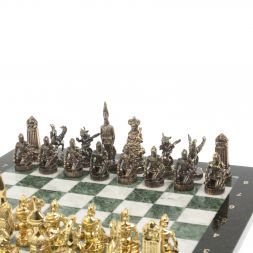 Шахматы "Шахерезада" доска 40х40 см мрамор шабровский змеевик