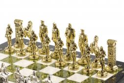 Шахматы настольные "Великая Отечественная война" доска 44х44 см мрамор змеевик