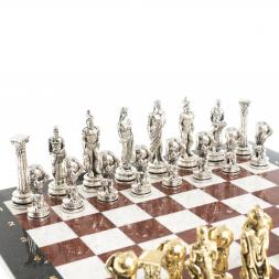 Настольные шахматы "Атлас" доска 44х44 см лемезит мрамор фигуры металлические