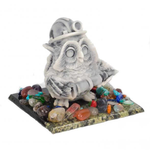 Сувенир &amp;quot;Филин шахтер&amp;quot; из мрамолита 117027