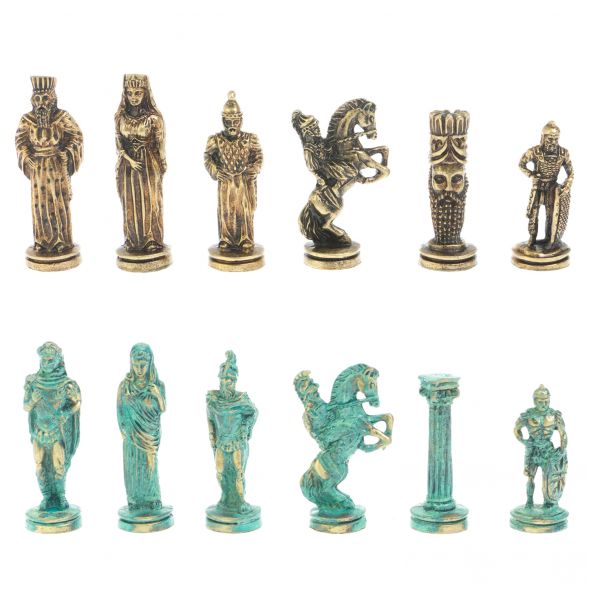Шахматы &amp;quot;Александр Македонский&amp;quot; фигуры бронза / патина 36х36х см змеевик 128371