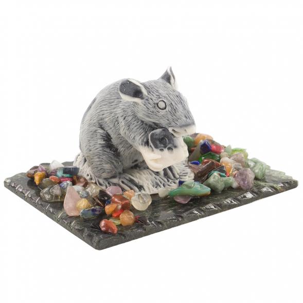 Сувенир &amp;quot;Крыса с сыром&amp;quot; из мрамолита 120255