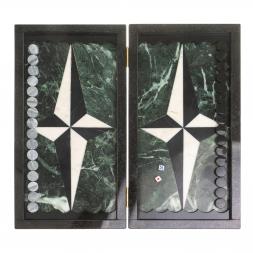 Каменные нарды "Звезда" камень змеевик мрамор