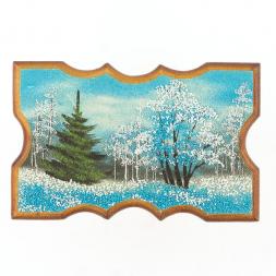 Панно прямоугольное &amp;quot;Зима&amp;quot; 18х11 см каменная крошка