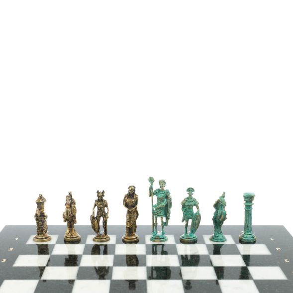 Шахматы &amp;quot;Римляне против Галлов&amp;quot; фигуры бронза / патина 36х36 см мрамор 128372