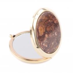 Зеркальце карманное круглое из авантюрина цвет золото