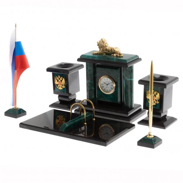 Настольный набор &amp;quot;Лев&amp;quot; из змеевика 129933