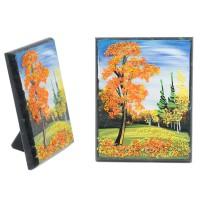 Настольное панно из камня &amp;quot;Осень&amp;quot; 7,5х10 см