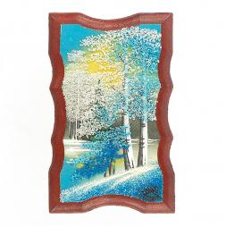 Панно прямоугольное "Зима" 18х11 см каменная крошка