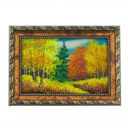 Картина из каменной крошки "Осенний пейзаж" рамка багет 10х15 см