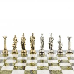 Шахматы "Атлас" доска 44х44 см мрамор змеевик фигуры металлические