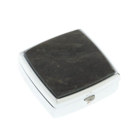 Таблетница на 2 отсека камень золотистый обсидиан цвет серебро 127975