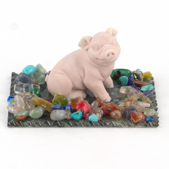 Сувенир &amp;quot;Поросенок сидит&amp;quot; из мрамолита 119342