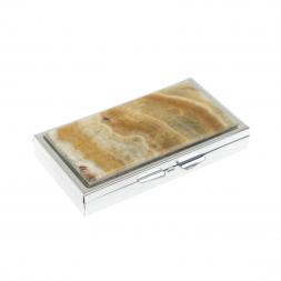 Таблетница на 3 отделения камень оникс цвет серебро