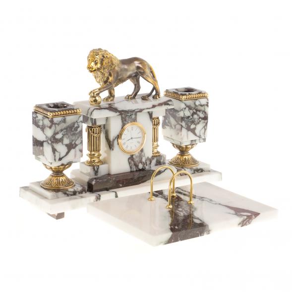 Письменный прибор &amp;quot;Лев с шаром&amp;quot; камень мрамор 124155