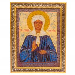 Икона Св. Матрона Московская рамка багет 18х23 см, каменная крошка