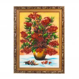 Картина &amp;quot;Натюрморт рябина&amp;quot; багет 36х46 см, рисунок каменная крошка