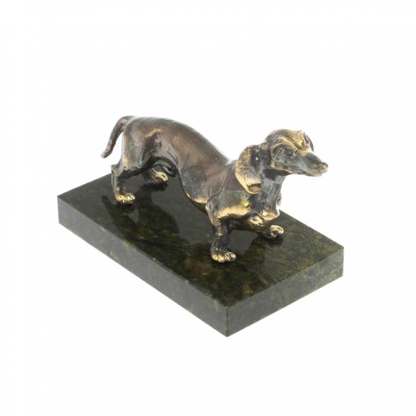 Статуэтка из бронзы &amp;quot;Такса&amp;quot; на змеевике 128895