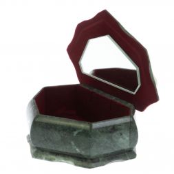 Каменная шкатулка &amp;quot;Ракушка&amp;quot; шабровский змеевик / белый мрамор 14х10х9 см