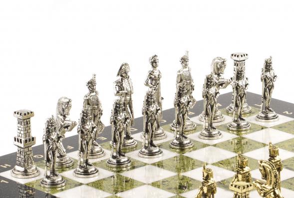 Шахматы &amp;quot;Отечественная война 1812 г.&amp;quot; доска 40х40 см мрамор змеевик 120700