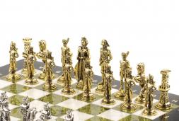 Шахматы "Отечественная война 1812 г." доска 40х40 см мрамор змеевик