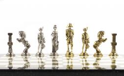 Шахматы "Отечественная война 1812 г." доска 40х40 см мрамор змеевик