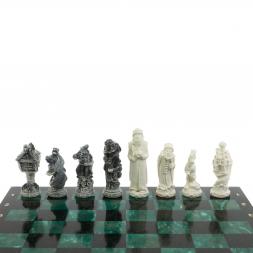 Шахматы &amp;quot;Русские сказки&amp;quot; доска 40х40 см шабровский змеевик