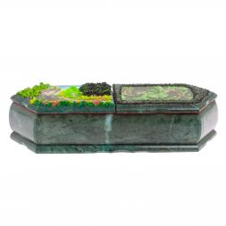 Шкатлука на два отделения "Хозяйка медной горы и ящерицы" 29х11,5х7 см