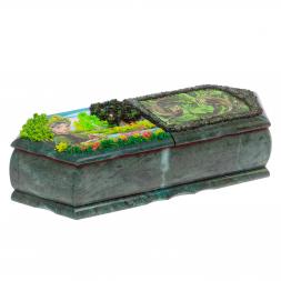 Шкатлука на два отделения "Хозяйка медной горы и ящерицы" 29х11,5х7 см