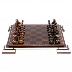 Шахматы из камня обсидиан &amp;quot;Классические&amp;quot; доска 40х40 см