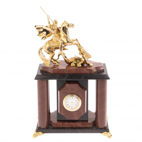 Часы &amp;quot;Георгий Победоносец&amp;quot; лемезит бронза 17х12х27 см 126497