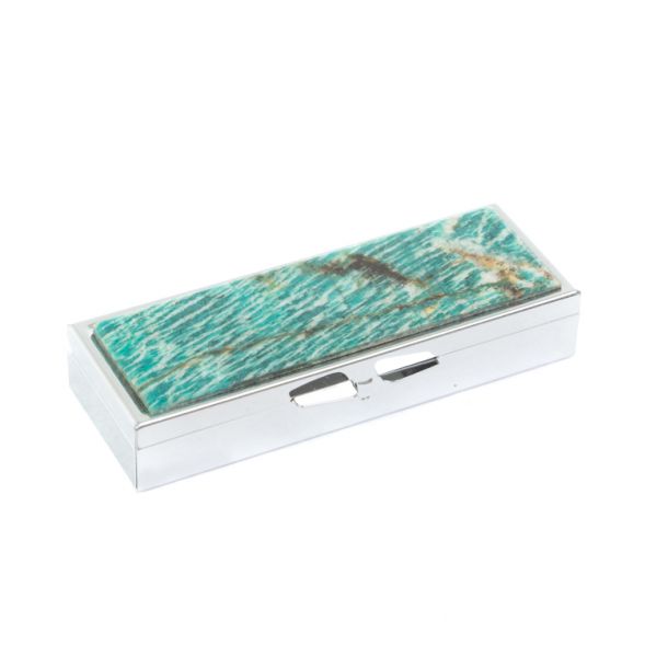 Таблетница на 3 отделения камень амазонит цвет серебро 127351