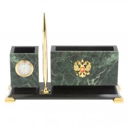 Письменный мини-набор &amp;quot;Герб России&amp;quot; из нефрита и долерита