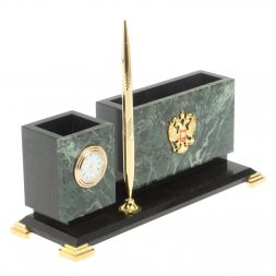 Письменный мини-набор &amp;quot;Герб России&amp;quot; из нефрита и долерита