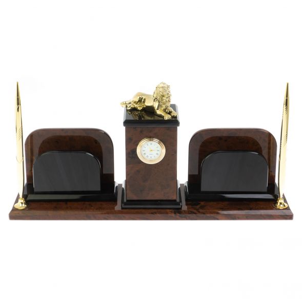 Настольный набор &amp;quot;Лев&amp;quot; из обсидиана 128743