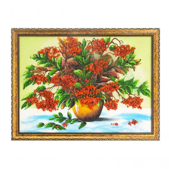 Картина из каменной крошки &amp;quot;Букет рябины&amp;quot; багет 34х44 см 122869