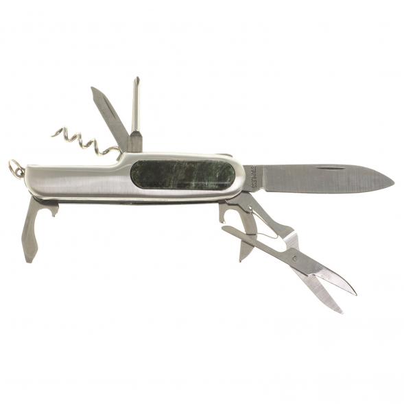 Нож мультитул складной 7 в 1 с камнем актинолит 124061