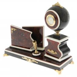 Набор с визитницей змеевик красный