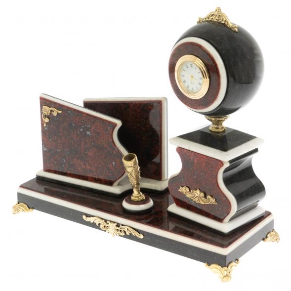 Набор с визитницей змеевик красный 116970